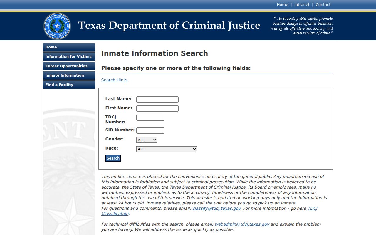 Rockwall County arrest follow-up through the TDCJ inmate search