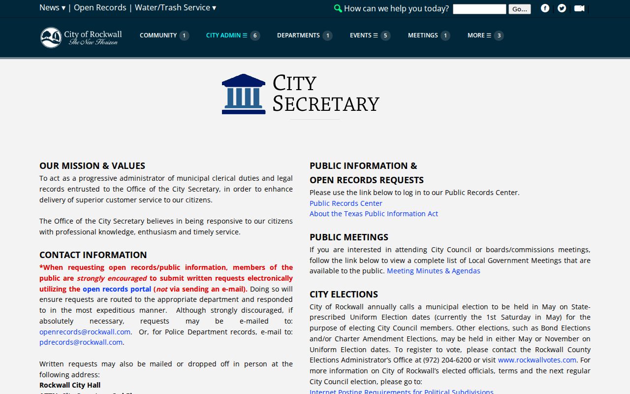 City of Rockwall police records request instructions for criminal records