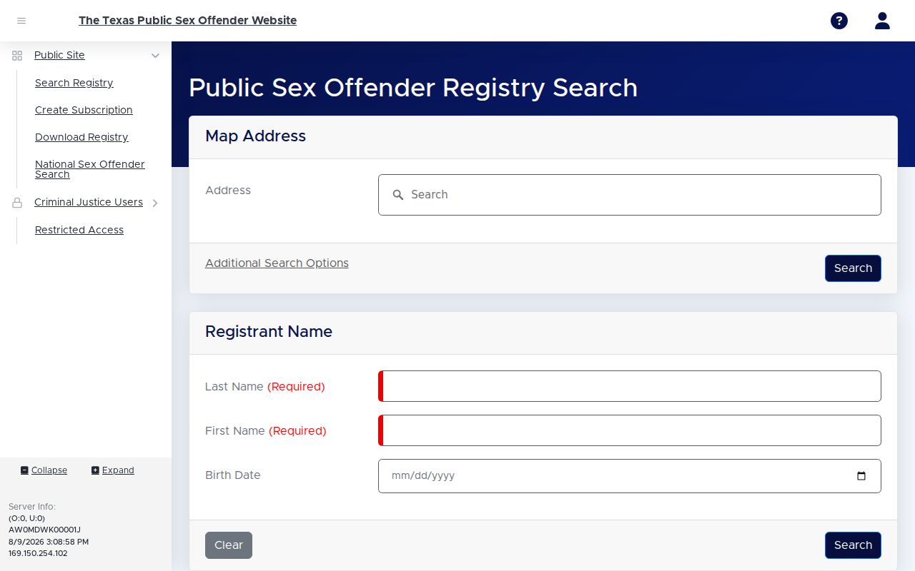 Rockwall County sex offender lookup on the Texas DPS registry
