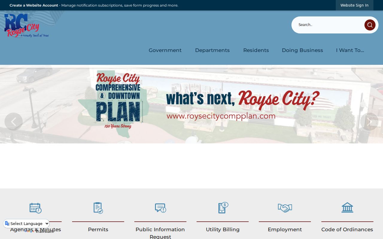 Official Royse City government page for locating city criminal record offices